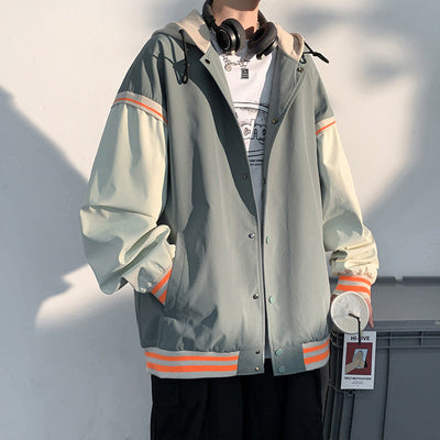 Multi Panel Bomber Hooded Oversize Boy Jacket